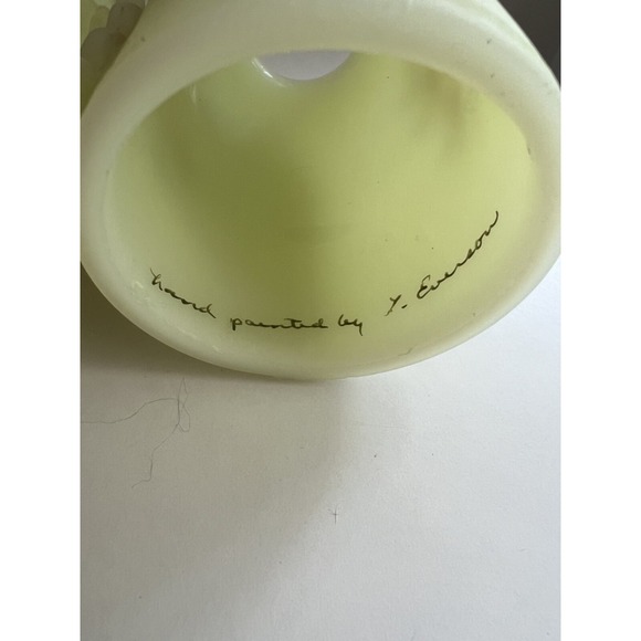 Vtg Fenton Burmese Custard Fairy Lamp Glowing Handpainted Signed Satin - Picture 6 of 6